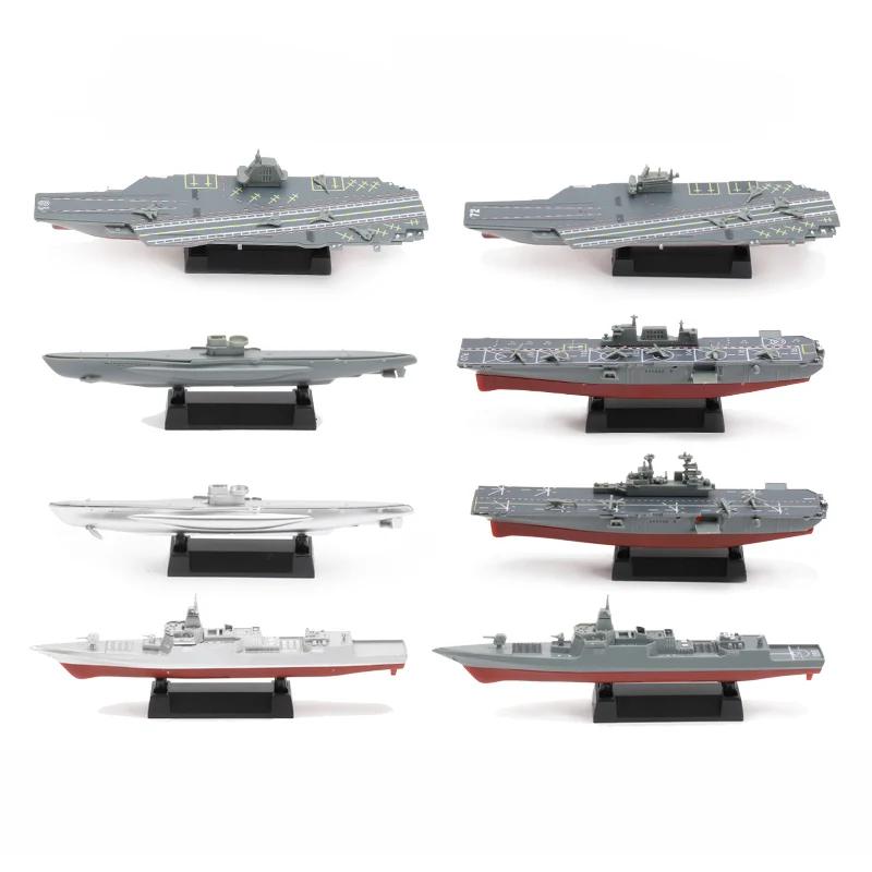 Activating Toys 8Pcs 4D Assembled Warship Model China 055 Destroyer 075 Amphibious Aircraft Carrier Toy Ship Military Puzzle Diy Collections