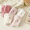 Autumn Winter Fleece Bow-Tie Plush Socks Woman Cute Sweet Mid-Calf Socks Thickened Warm Home Sleep Short Socks for Girls
