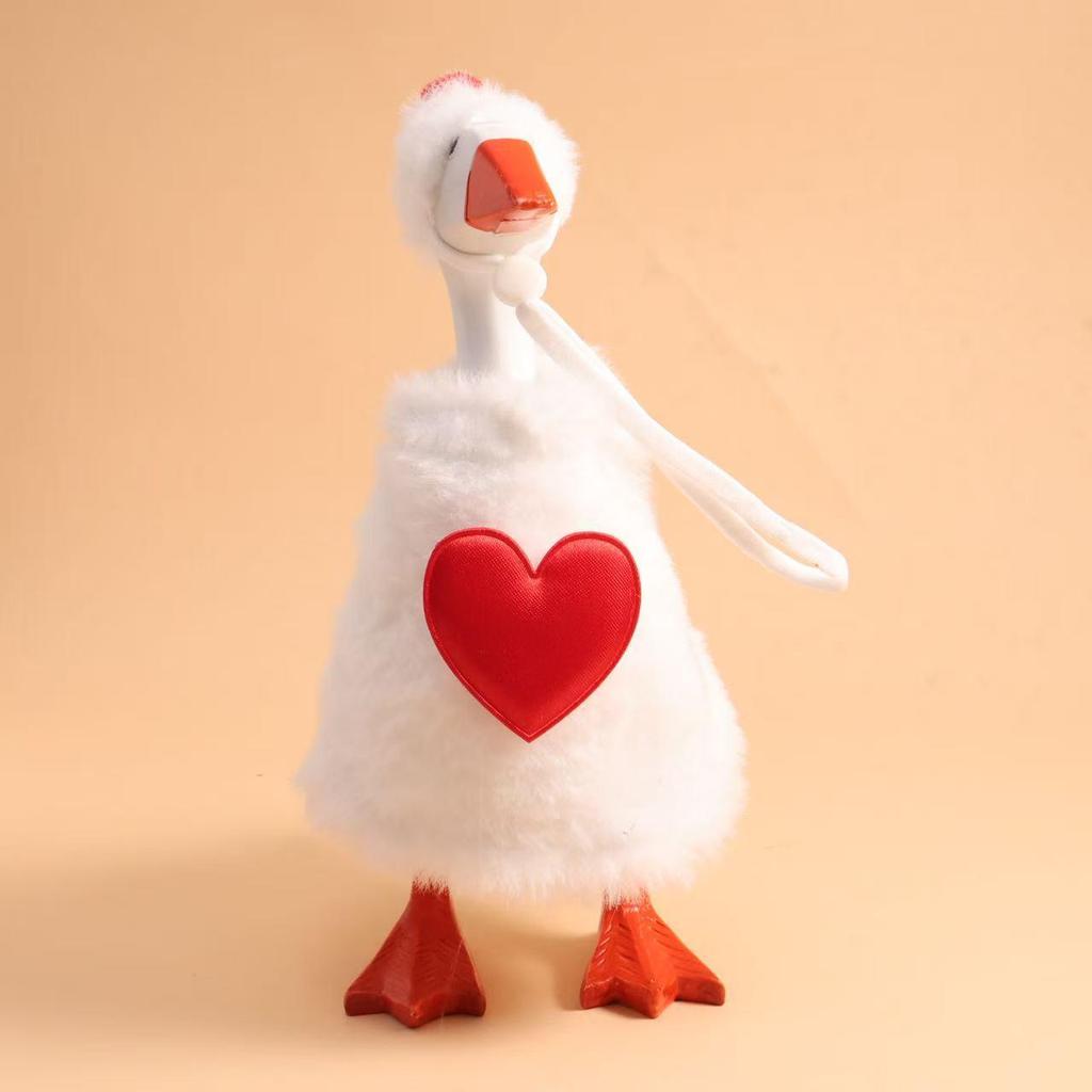 Valentine's Pearl Desktop Goose Set with Mini Knitted Hat & Adjustable Wings Clothing