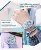 SANDA Women's Trendy LED Dual Display Waterproof Watch with Hourly Chime