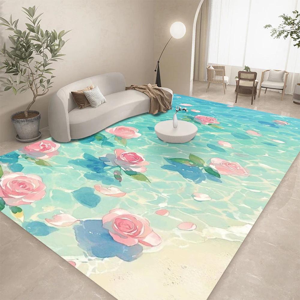 3D Ocean Seawater Beach Water Area Rug,Carpet Rug for Living Room Bedroom Sofa Doormat Decor,Kid Play Crawl Non-slip Floor Mat