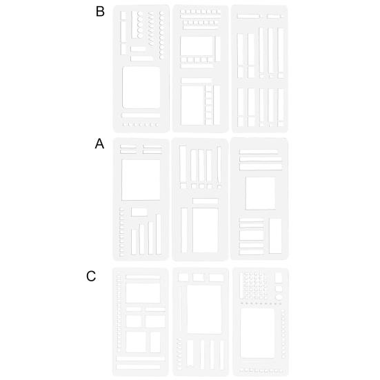 3Pcs Handmade Flexible Record Template Set for Dot Grid Journals Travel-friendly Planner Templates Coils Disc And Rings Stencil for Notebooks