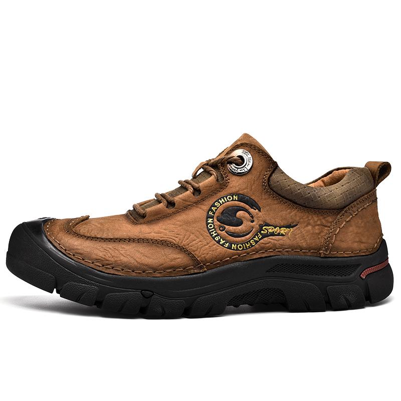 

Мужские ботинки из натуральной кожи коровы, уличные ботинки, мужские туфли на плоской подошве, удобные мужские туфли для ходьбы и походов 46 хаки