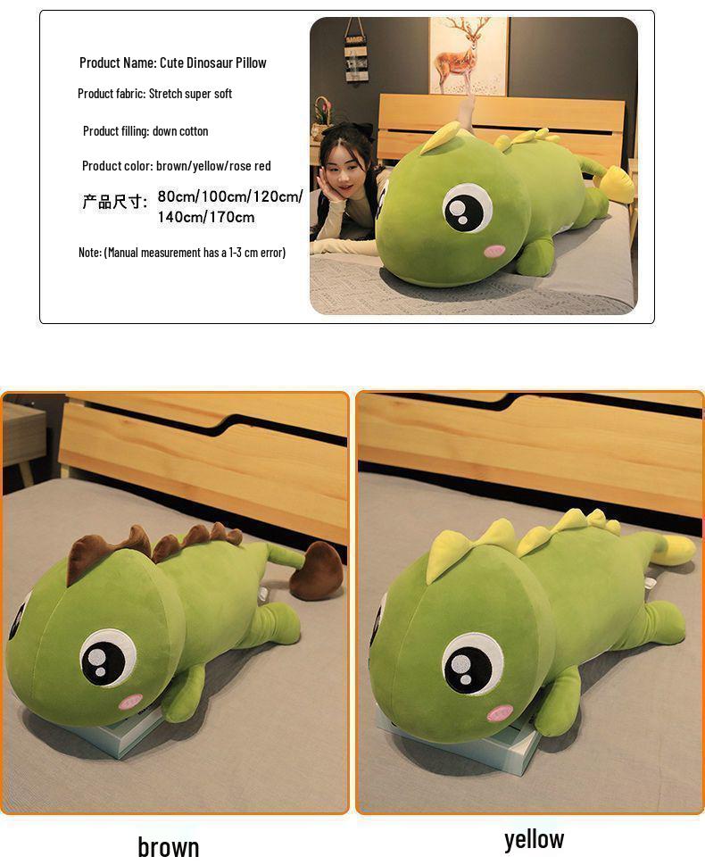 Big-Eyed Dinosaur Plush Sleep Pillow: Long-Legged Cuddly Doll Gift for Girls' Birthdays