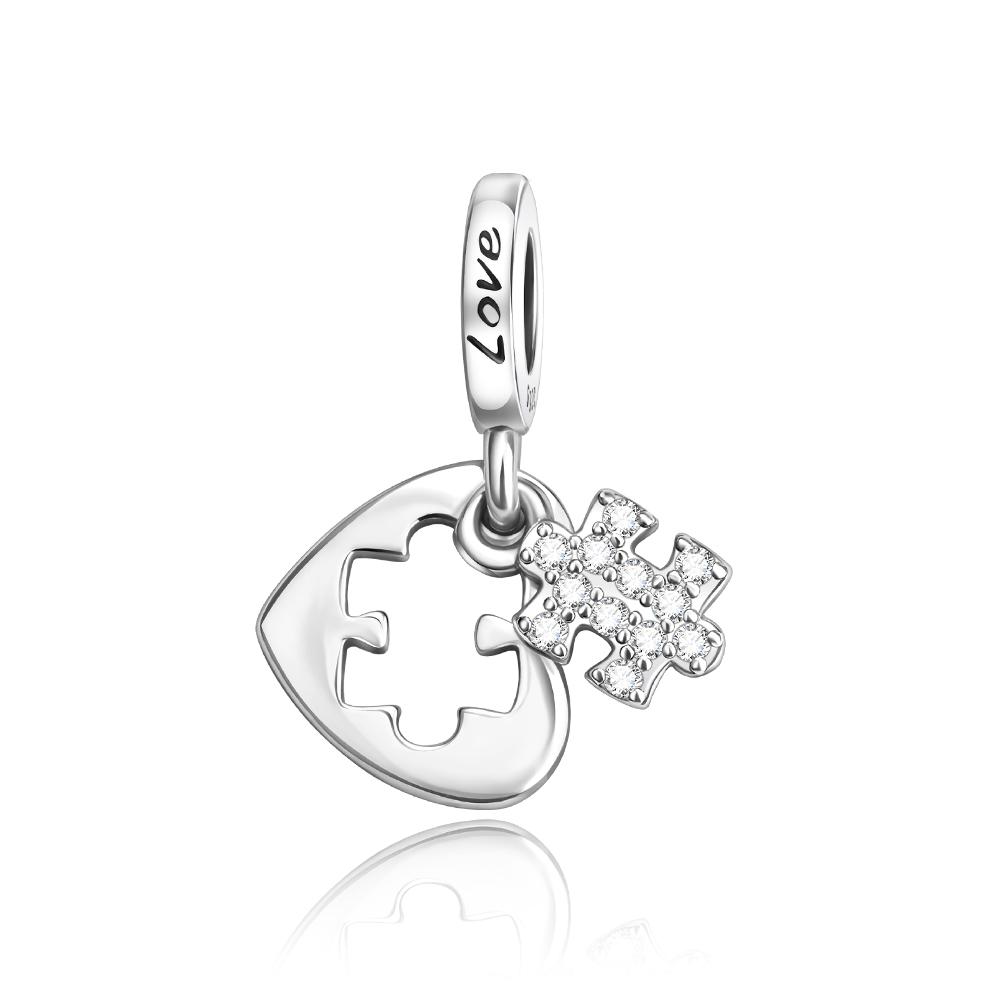 

Рождественская серия Медное светящееся дерево и колесо обозрения с цветным цирконием и подвеска-шарм «Сердце-пазл» для браслета «Сделай сам»