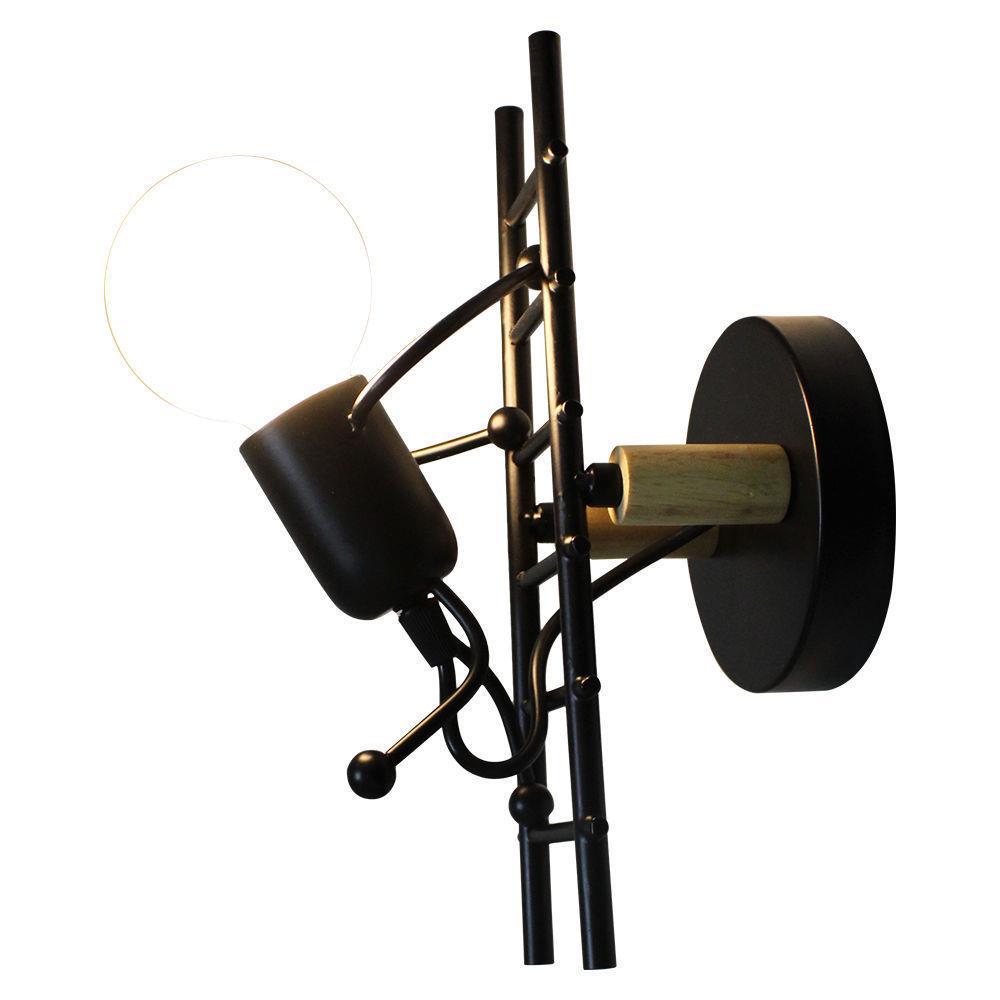 Nordic Retro Industrial Little Man LED Wall Lamp for Children's Study or Corridor