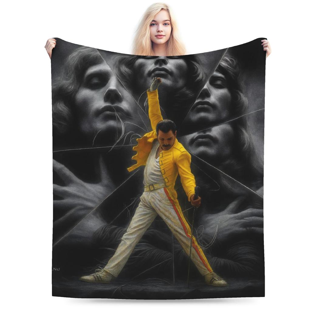Warm Soft Blanket Kids Adult Picnic Singer Freddie Mercurys Bedding Throws Bedspread For Living Room Novelty Sofa Bed Cover