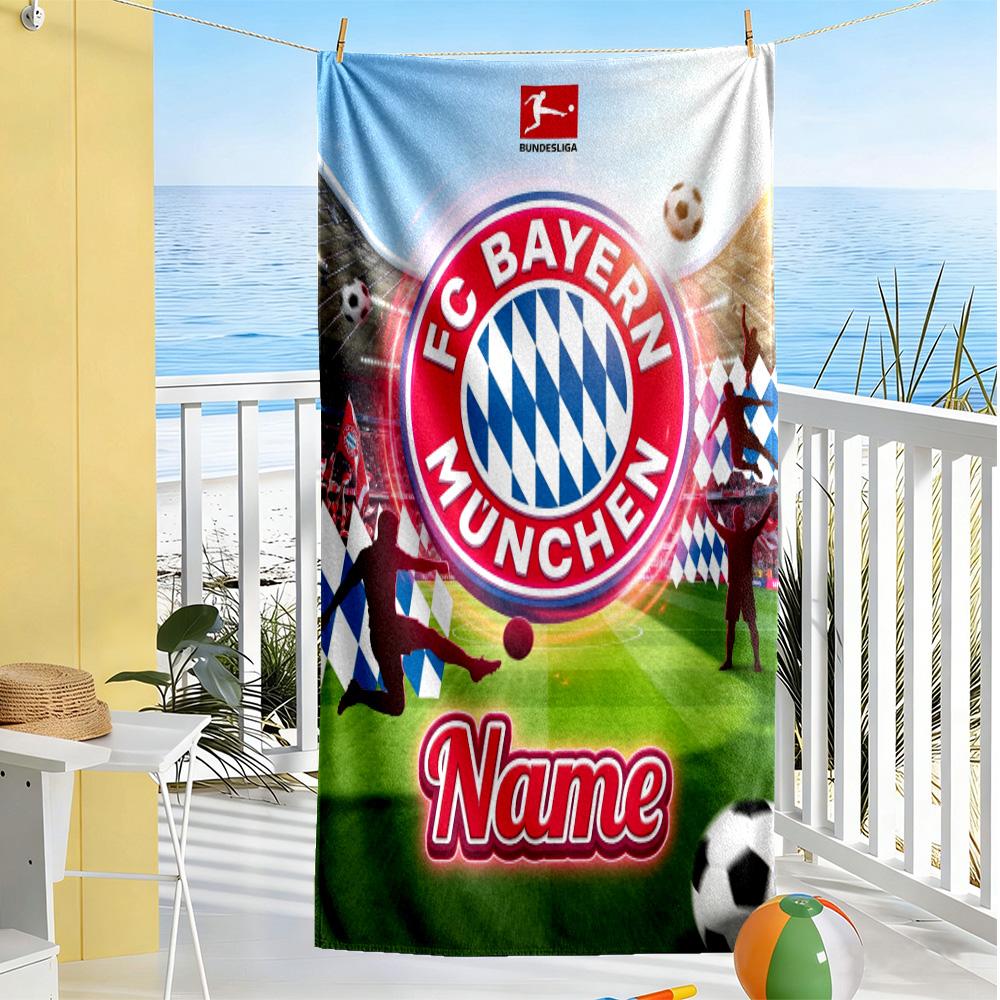 Bayern Munich Fan Gear Personalized Name Beach Towel Soft Durable Quick-Dry Portable for SwimmingBeachCamping Travel Beach AccessoriesGym