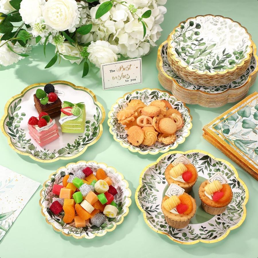 

72 шт. Шалфейно-зеленые украшения для вечеринки Посуда на 24 гостя Наборы шалфейно-зеленых тарелок и салфеток Одноразовый декор Столовая посуда для United States