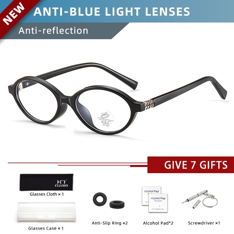 CLLOIO Classics Small Frames Anti Blue Ray Myopia Glasses Women Retro Oval Reading Glasses Anti-reflection Prescription Eyewear