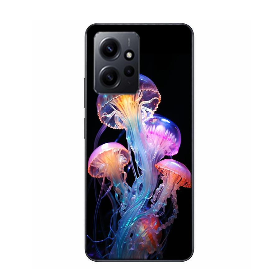 Enchanting Neon Jellyfish Phone Case For Redmi 12 13C 12C 15C 9 10 10C Note 13 Pro Plus 14 15 Pro 9T 9C 9A TPU Soft Cover Clear