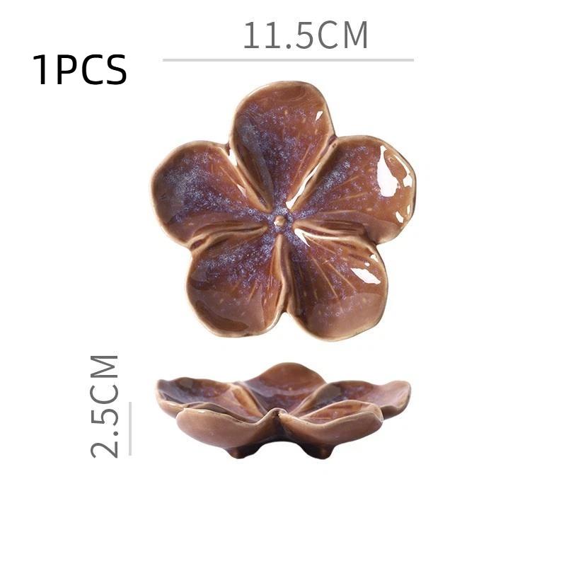 Vintage Ceramic Flower Shaped Craft Dish Multi-Color Dipping Sauce Small Bowl Creative Kitchen Gift