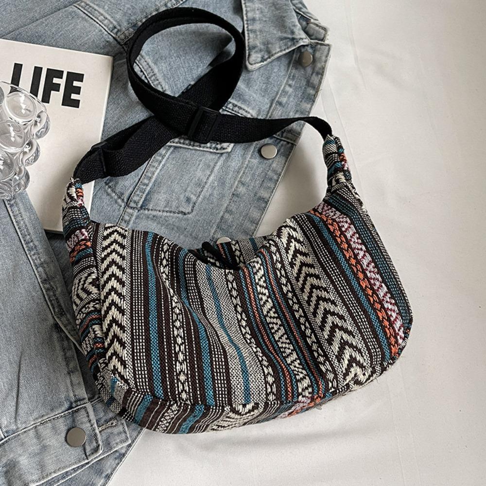 

Large Capacity Ethnic Fringe Crossbody Bag Handbag Weave Folk Messenger Bag Travel Style B