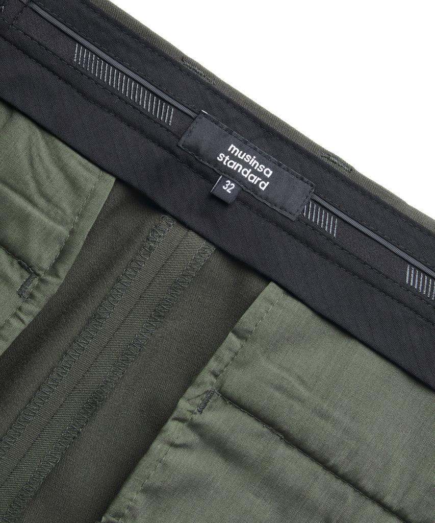 Musinsa Standard Semi-Wide Slit Hidden Banding Slacks [Dusty Khaki]