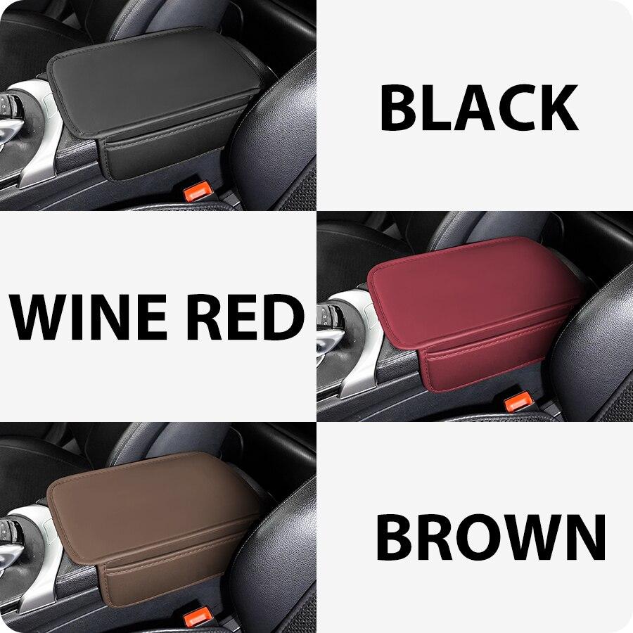 Car Armrest Cushion Universal Elbow Support Cushion Universal Arm Rest Box Pad with Both Side Storage Bag Interior PU Leather