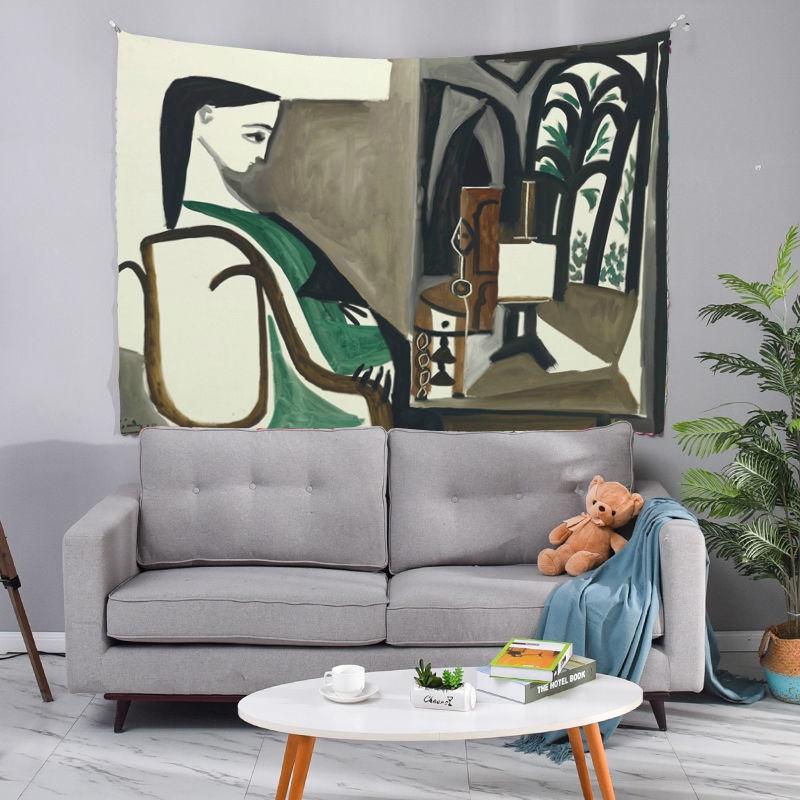 

Настенный гобелен Пикассо Королева Абстрактное искусство Классический гобелен Спальня Пианино Комната Фон Ткань 100x75cm