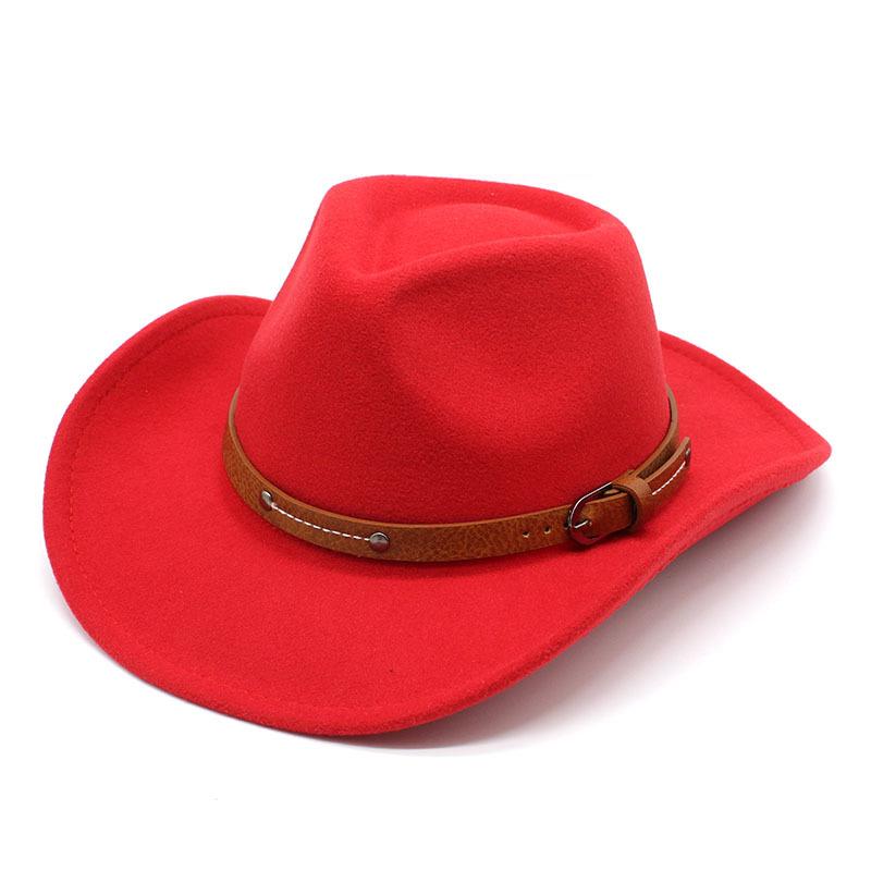 Western Cowboy Hat Dance Performance Jazz Hat Belt Accessories Felt Hat Couple Hat