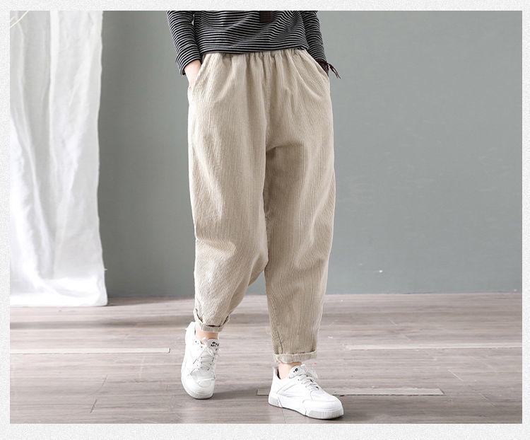 Women's Plus Size Corduroy Fleece-Lined Warm Harem Pants