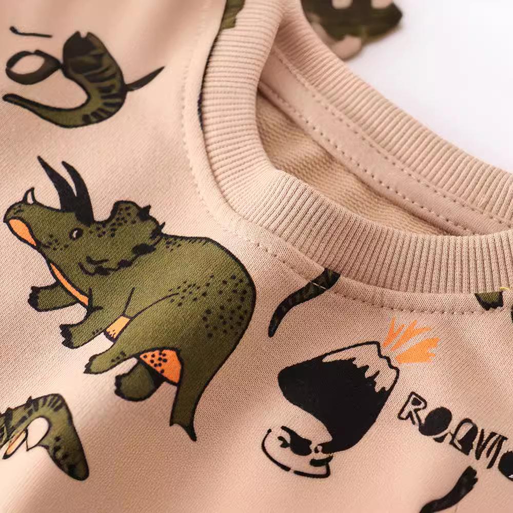 Unisex Kids' Cartoon Knit Terry Hoodie - Long Sleeve, European & American Autumn Style