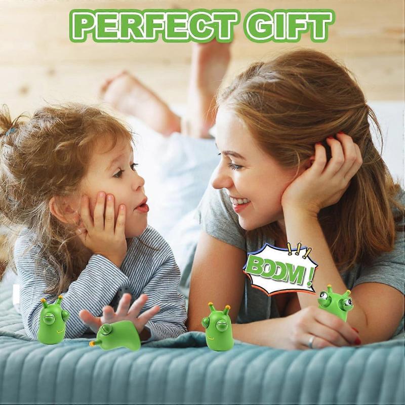 4 Stück Stressabbau-Spielzeug, Wurm-Quetschspielzeug, Graswurm-Quetschspielzeug, Springaugen-Quetschspielzeug, Lindert Angst bei Kindern und Erwachsenen