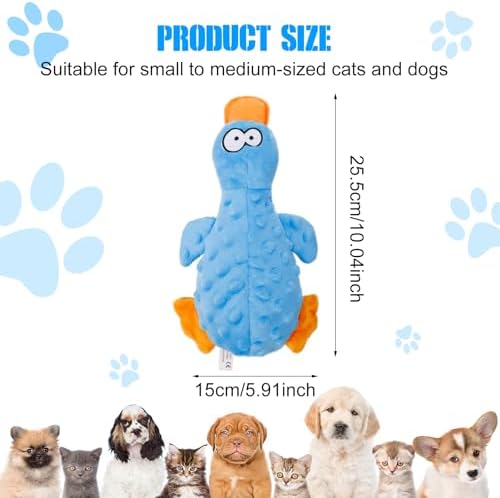 Halinuia Dog Toys with Crinkle Paper, Squeaky Plush Chew Toys for Aggressive Chewers, Puppies, Small Medium Dogs, Blue