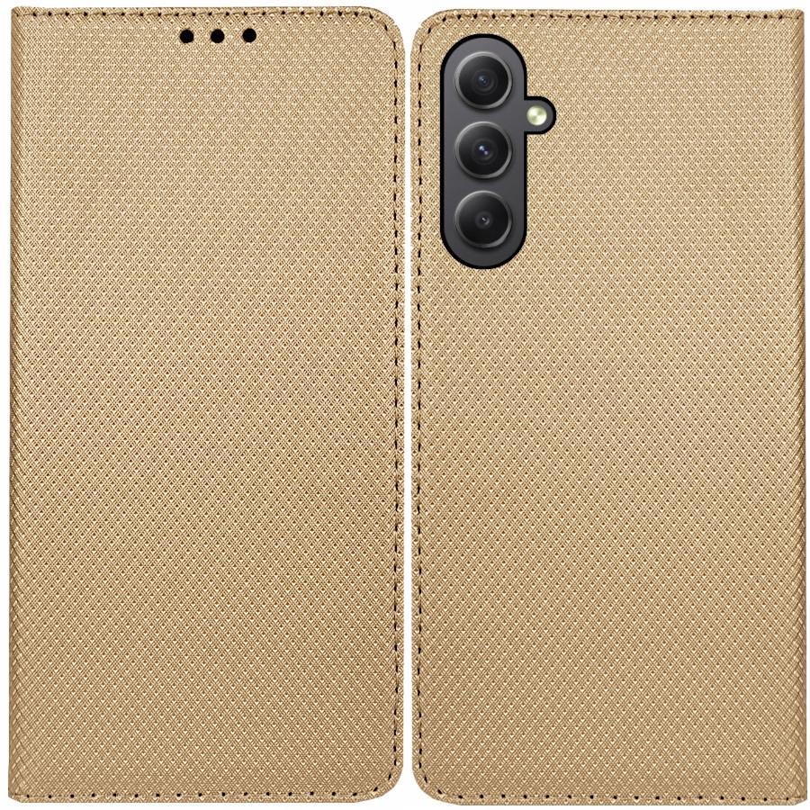 Case for Samsung Galaxy M15 5G SMART MAGNET BOOK CASE GOLD + GLASS