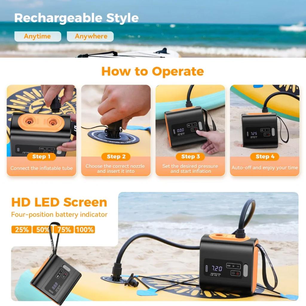 Outdoor Wireless Air Pump Travel Vacuum Pump with Inflatable Deflate Portable Electric MINI Inflatable Pumps for Mats