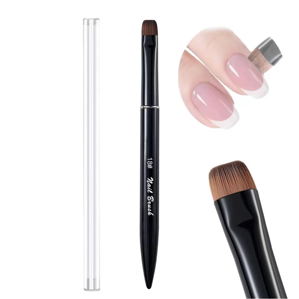 Pincel para Unhas Francesas 3 em 1 com Ponta Multifuncional - Lindo Pincel para Manicure para Unhas de Gel e Acrílico, Removedor de Esmalte, Pincel para Esmalte