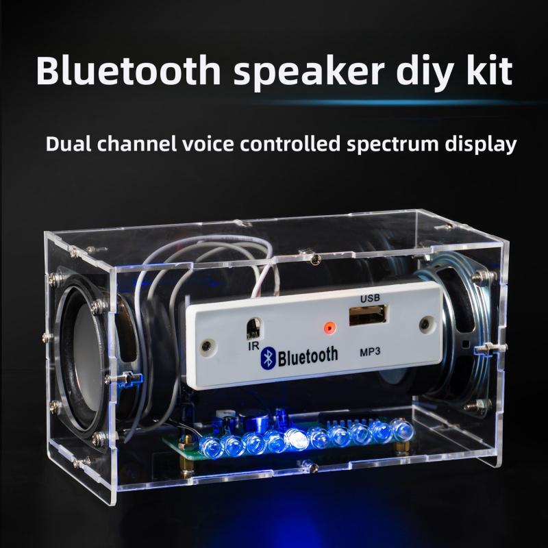 Dual Channel Mini Speaker DIY Kit, Multifunction Music Spectrum MP3 Power Amplifier Welding Assembly Electronic Set