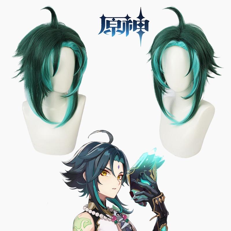 Transform Into Genshin Impact's Xiao With This High-quality Cosplay Wig Inky Blue Gradient 40cm Length