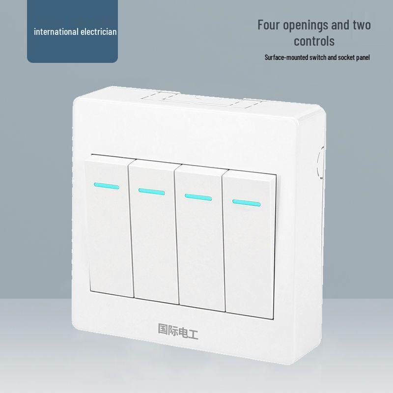 Ultra-Thin One-Way Multi-Control Electrical Surface Switch & Socket Panel with Box