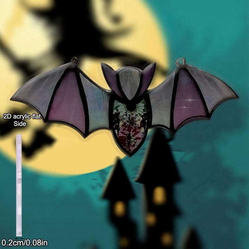 1pcs Halloween Decor Acrylic Stained Bat Suncatcher Hanging Ornament Goth Car Accessories Bat Car Hanging Accessories, Acrylic Sign