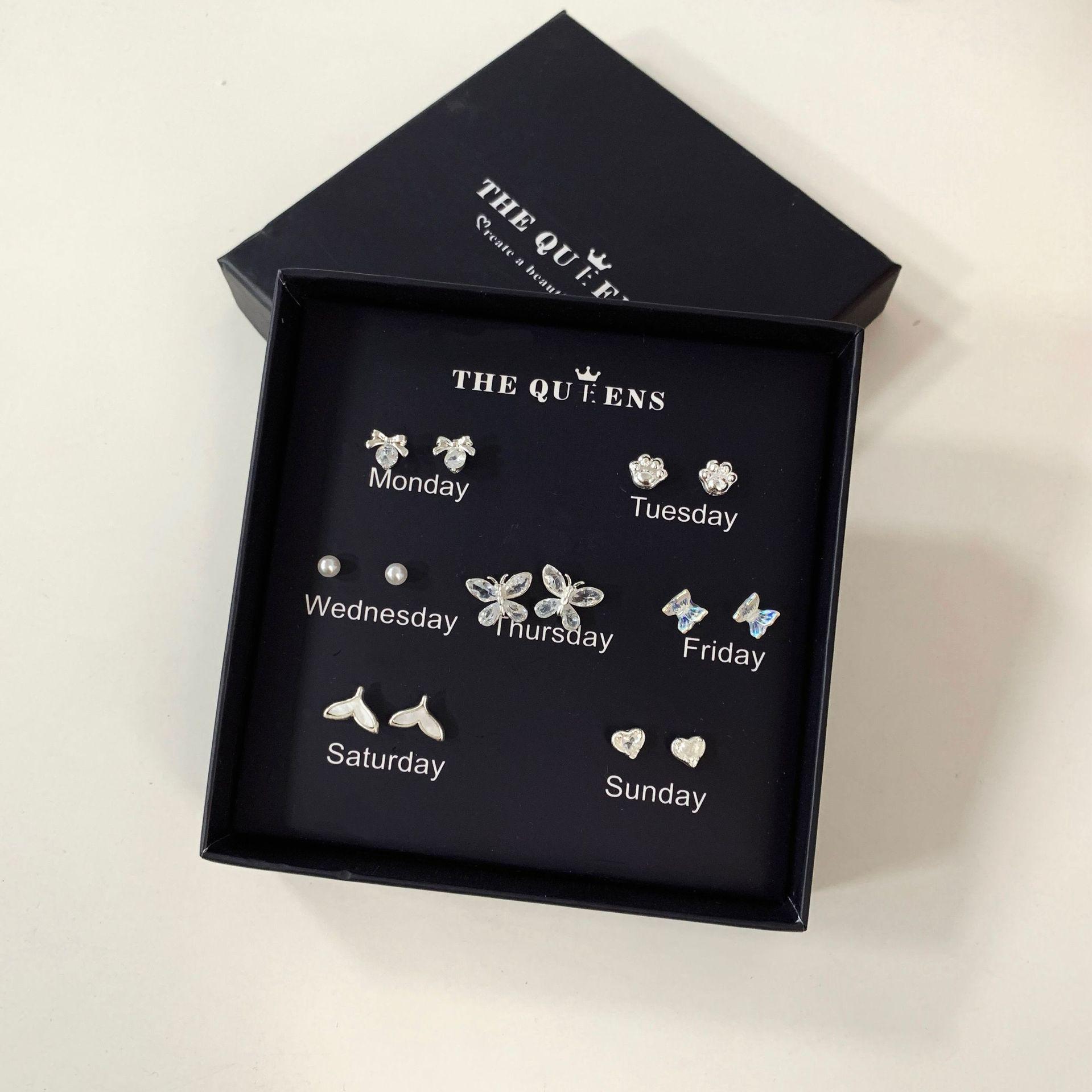 

Spring & Summer Fresh Bow Earrings Gift Box - Silver Needle Design for Students