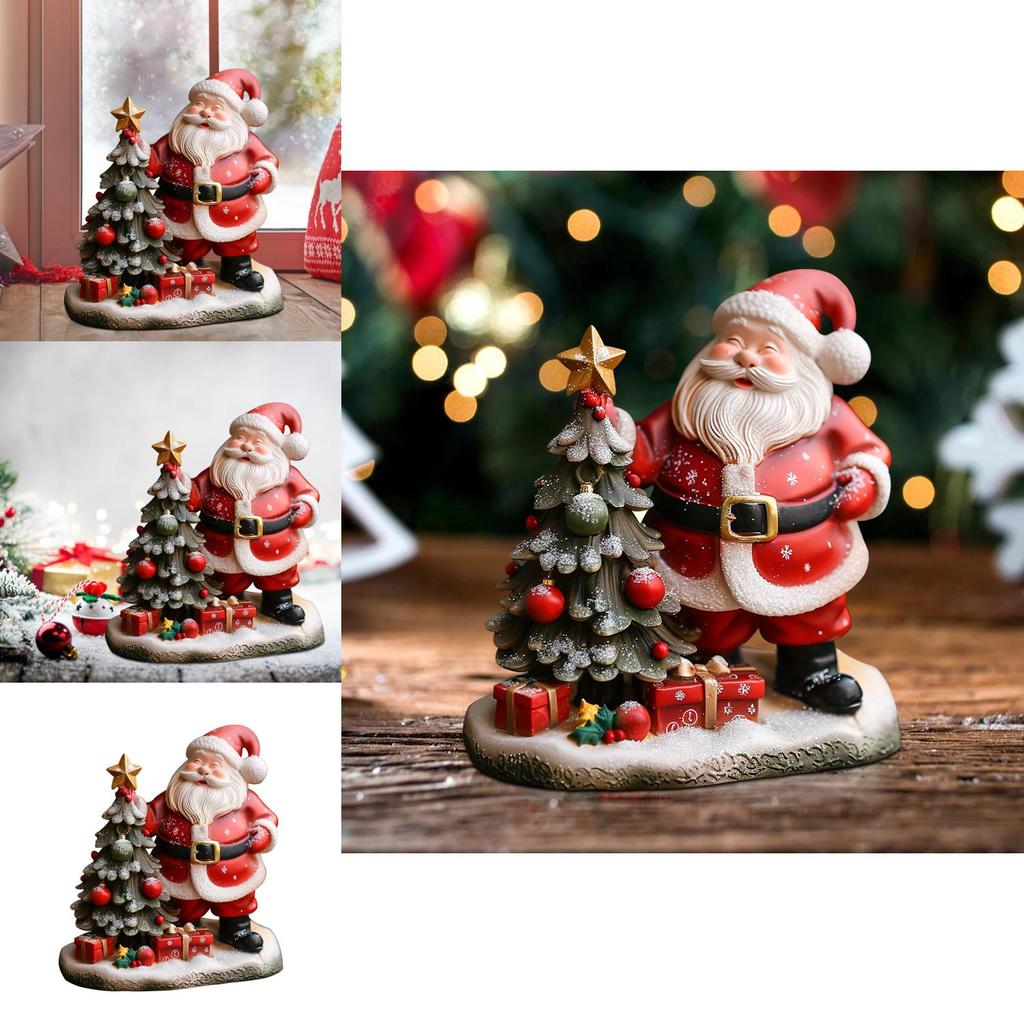 Figurina in Resina di Babbo Natale e Albero di Natale Decorazione per la Casa Regalo per le Festività di Halloween