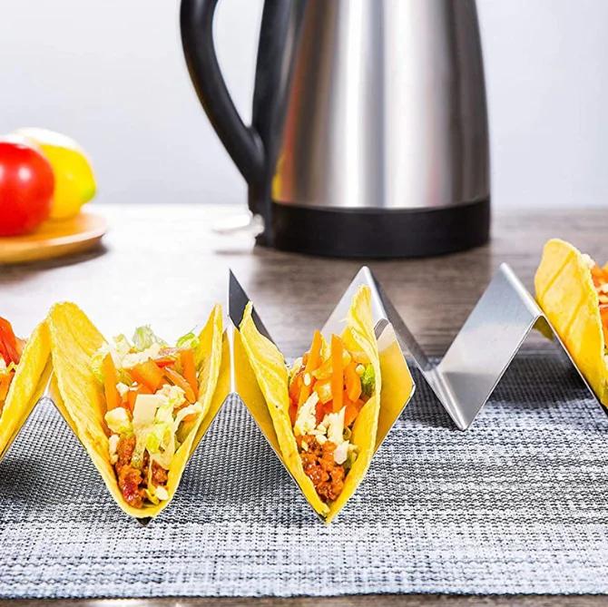 Taco Holder Stainless Steel Taco Stand Rack Tray Oven Safe For Baking, Dishwasher And Grill Safe Kitchen Dining Tableware