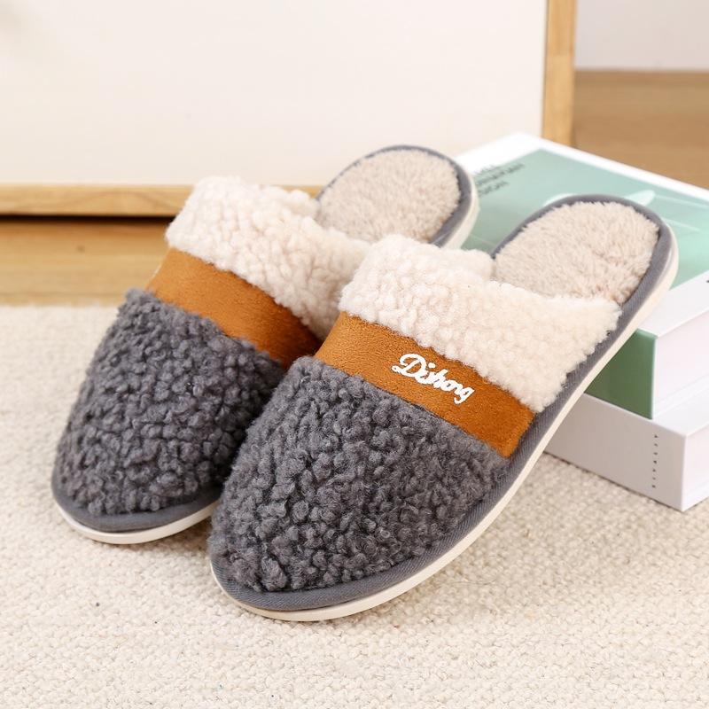 Cotton slippers women's men's thick bottom non-slip autumn and winter velvet outer wear home warmth student dormitory couple slippers men