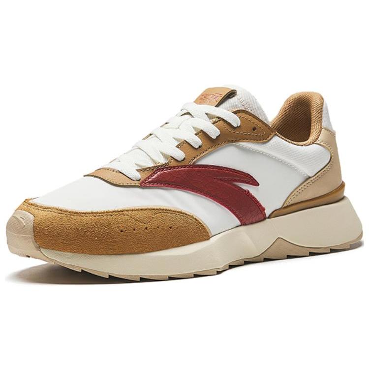 Anta Fabric Slip Resistant Abrasion Resistant Low Top Sports Casual Shoes Men's White Brown Red 112338879-4