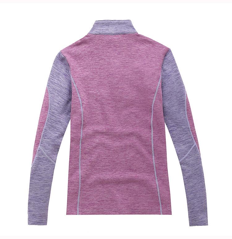 Women's Quick-Dry Fleece-Lined Long-Sleeve Running Shirt with Stand-Up Collar