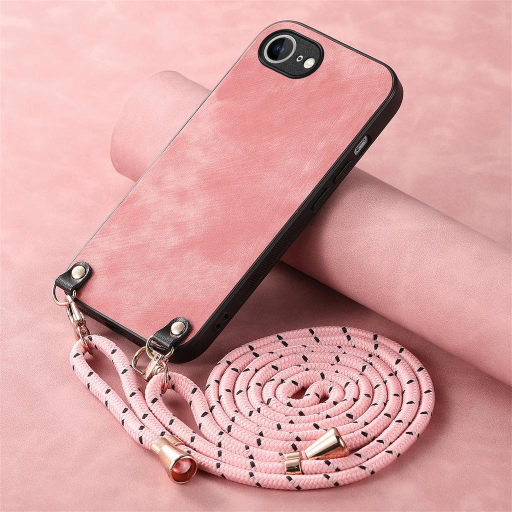 Crossbody Long Lanyard Strap Anti-Drop PU Leather Phone Case for iPhone 16 Pro Max 15 14 13 12 Plus 16E SE 2022 Slim Fit Cover
