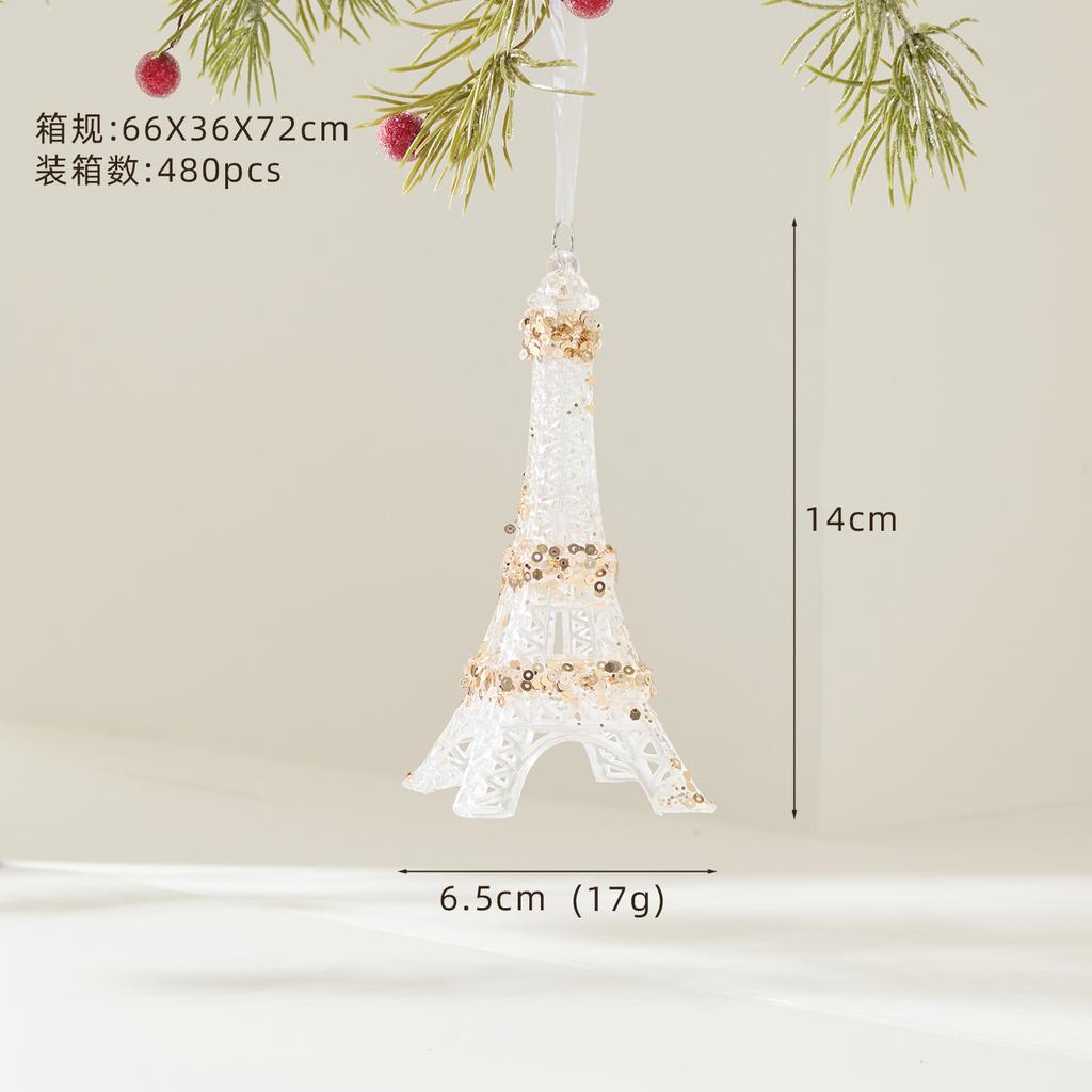 Metal Transparent Acrylic Christmas Ornament String Pendant for Tree Decoration, Festive Dress Hanging Decor with Crystal Effect