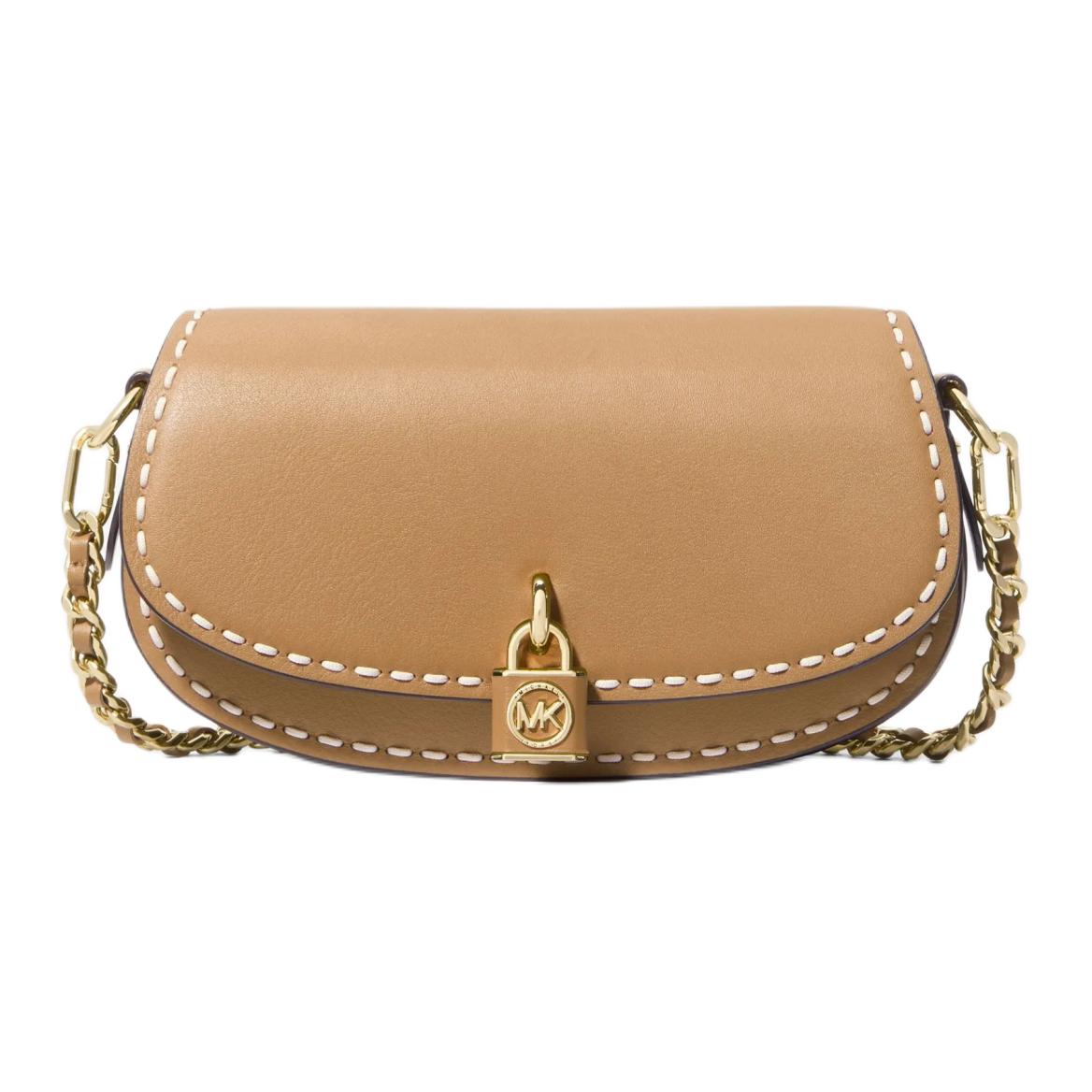 

Michael Kors MK Mila Signature Lock White Stitching Accent Leather Tote Crossbody Bag Small Women bags Beige 30T4GIMM1L-222 Basic Set (Bag+Dust Bag)