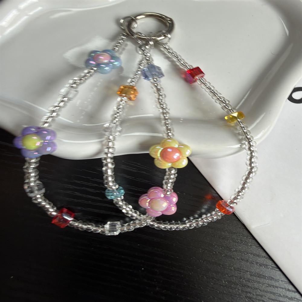 Pvc Colorful Flower Phone Lanyard With Keychain For Women And Men Outdoor Use