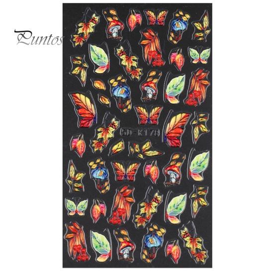 

1 лист кленовые листья наклейка для дизайна ногтей 5D Тыква Сова осенняя тема водостойкая самоклеящаяся ПВХ для женщин и девочек поддельные украшения для ногтей наклейка фестиваль подарок D