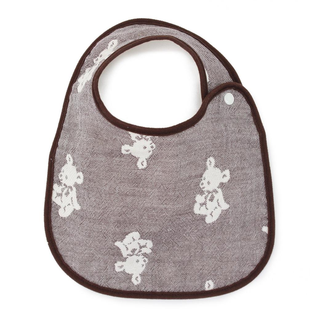 Hiorie Made In Japan Gauze Baby Bib with Bear Baby Baby For Newborns To 2 Years Old (Hiorie) 4-Layer Pattern, Brown, Bib/Apron, Gift,