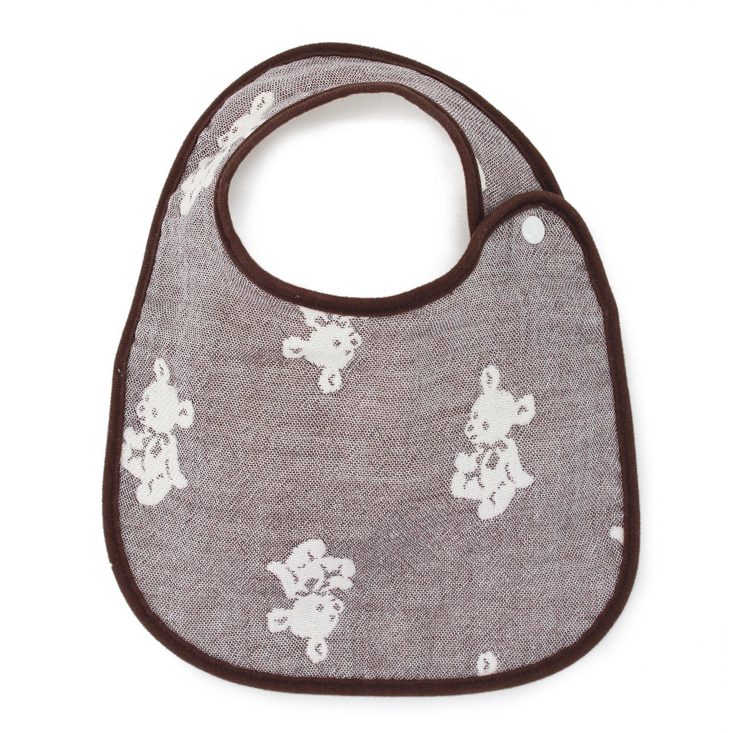 

hiorie Made in Japan Gauze Baby Bib with Bear Baby Baby For Newborns to 2 Years Old (Hiorie) 4-Layer Pattern, Brown, Bib/Apron, Gift,