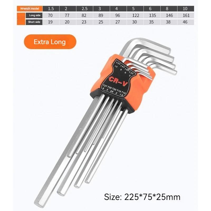 9PCS Double-End L Type Screwdriver Hex Allen Key Torx Wrench Set Screwdriver Bits Star Spanner Key Hand  Repair Tools