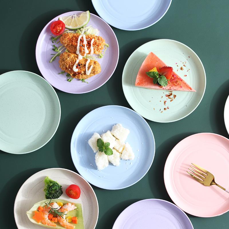 5Pcs/Set Nordic Wheat Straw Plate Fruit Vegetable Plate Bone Spitting Plate Tableware Plate
