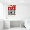Vintage Race Car Parking Only Metal Sign, Rustic Distressed Metal Tin Sign with Warning Text for Bar Garage Man Cave Wall Decor,