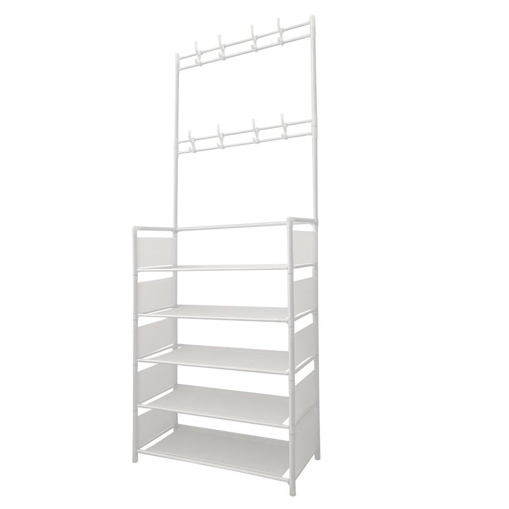 Recibidor Perchero Organizador Entrada Tela 5 Baldas Zapatero 20 Pares 8 Colgadores 167x60x26cm