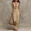 Women Halter Neck Sleeveless Maxi Dress Solid Color Casual Summer Beach Dress
